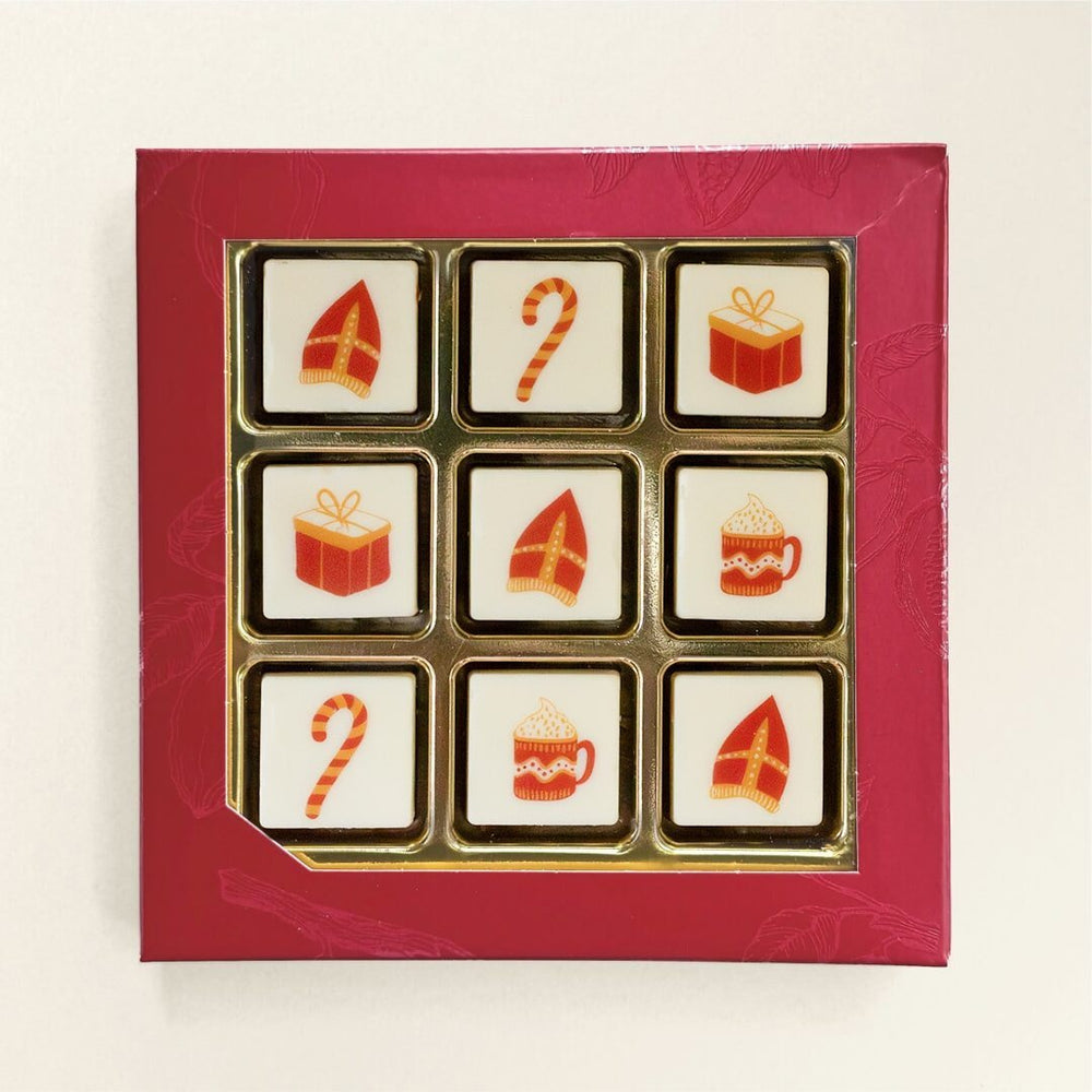 Chocoladeblokjes in geschenkdoos, uitvoering Sinterklaas, zonder logo