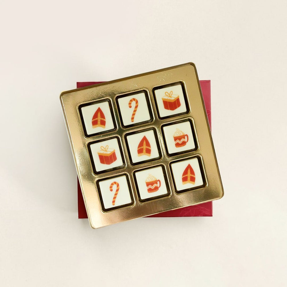 Chocoladeblokjes in geschenkdoos, uitvoering Sinterklaas, zonder logo, ander aanzicht