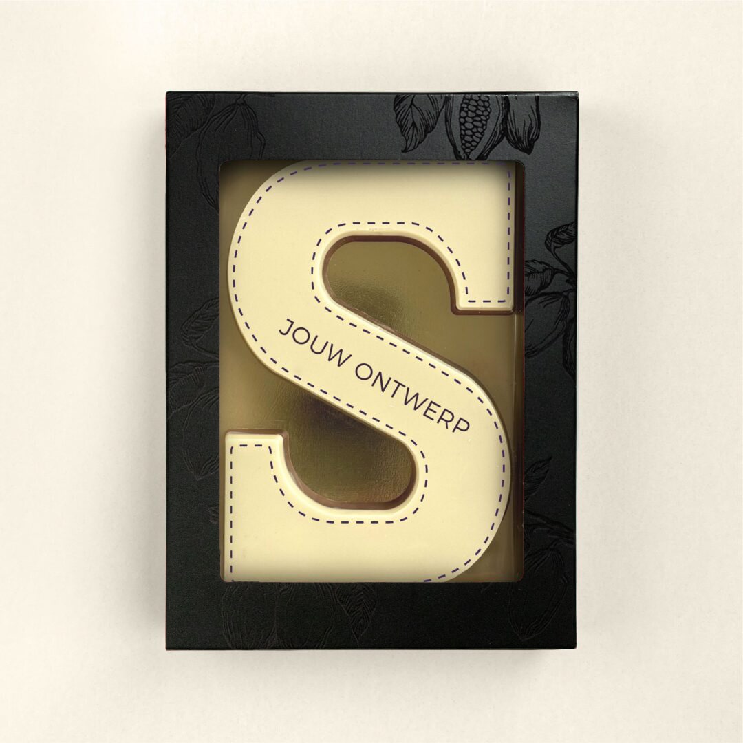 Chocoladeletter S met eigen ontwerp in full colour (200 gram)