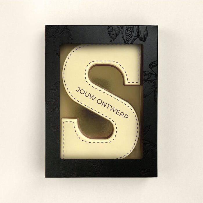 Chocoladeletter S met eigen ontwerp in full colour (200 gram)