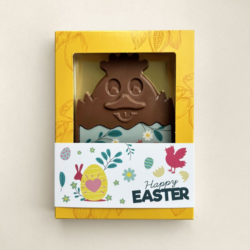 Chocolade paaskuiken, uitvoering blauw
