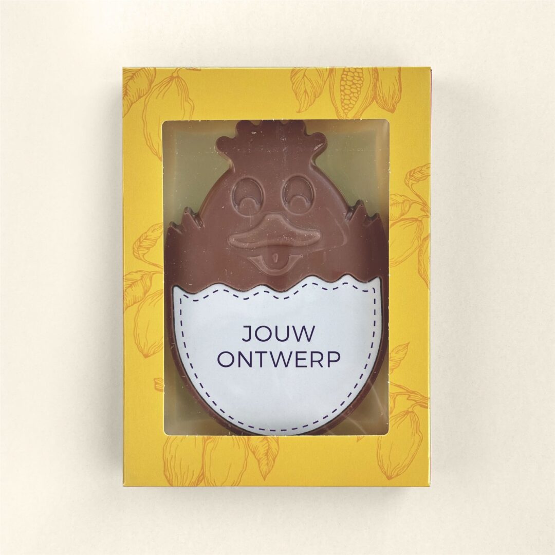 Chocoladefiguur met eigen ontwerp, uitvoering paaskuiken