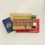 Chocoladetelegram voor Kerst, uitvoering Merry Xmas, 14 blokjes met logo