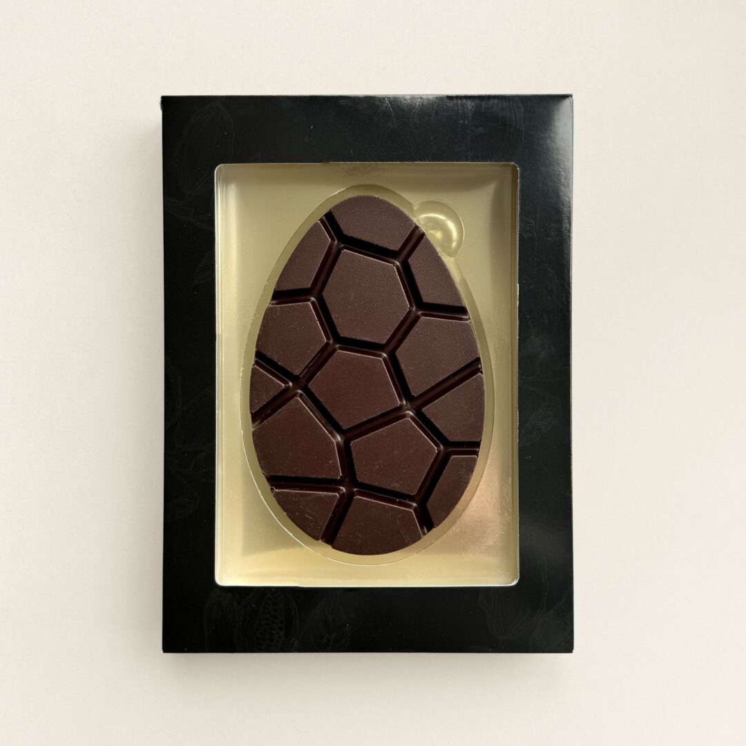 Chocolade paasei met logo, uitvoering puur, geschenkdoos