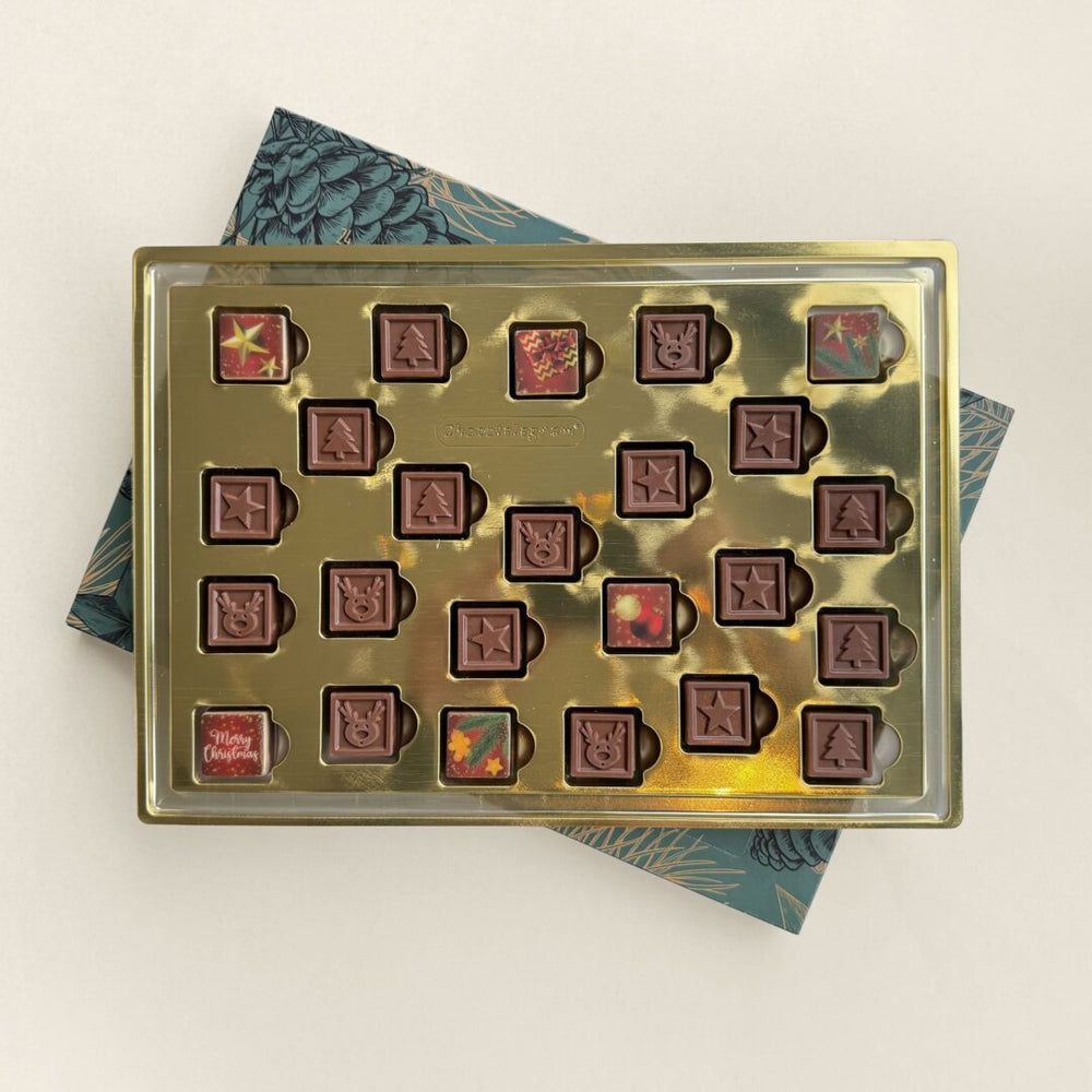 Adventskalender met chocolade, uitvoering Kerstdesign, ander aanzicht