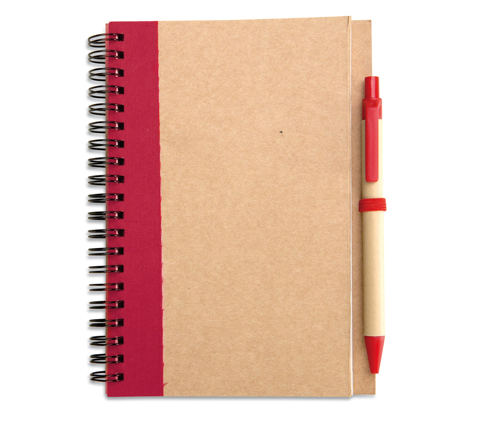 Notitieblok en balpen Sonora Plus in rood