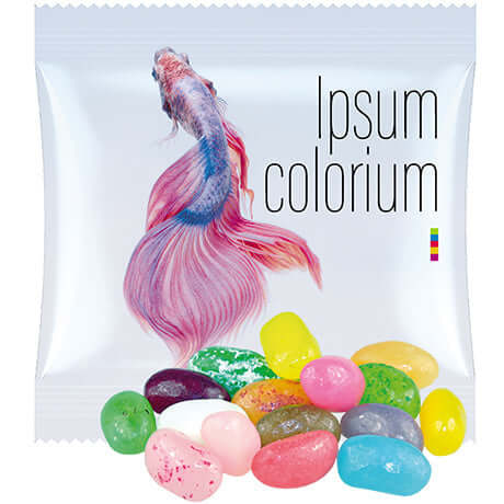 Jelly beans zoete mix (10 gram) in bedrukt zakje