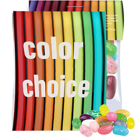 Jelly beans zoete mix (15 gram) in zakje met topkaart