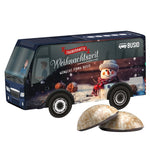 Kartonnen 3D-cadeaudoosje in de vorm van een wit busje, bedrukbaar met een eigen ontwerp