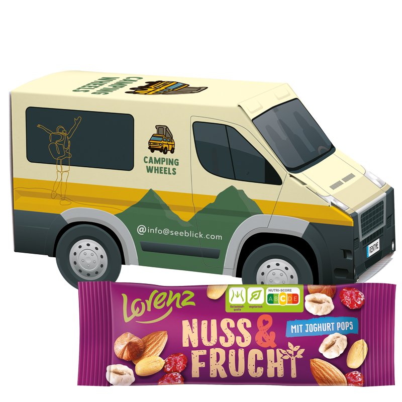 3D bestelbus met Lorenz noten en fruit en eigen ontwerp
