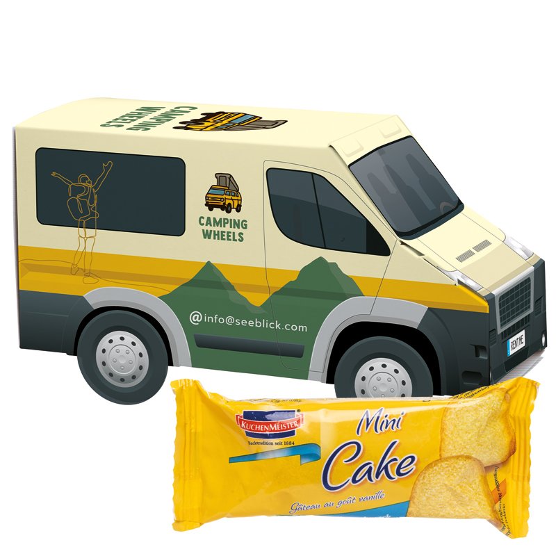 3D bestelbus met KuchenMeister minicake en eigen ontwerp