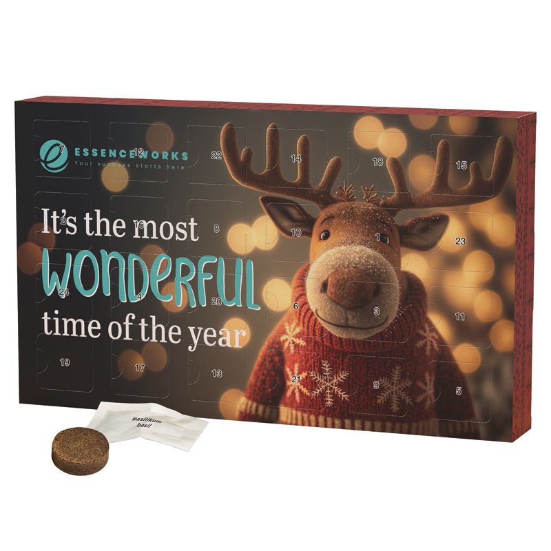 Grote witte wandadventskalender ECO L met zaadzakjes en een eigen ontwerp