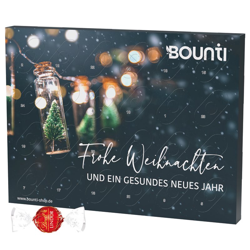 Grote adventskalender met papieren inlay en Lindt LINDOR melkbolletjes