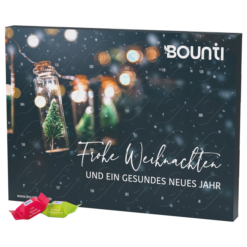 Grote adventskalender met papieren inlay en Ritter SPORT chocoladeblokjes