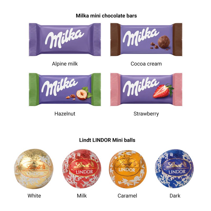Adventskalender vrachtwagen lang met eigen ontwerp: Milka mini-repen