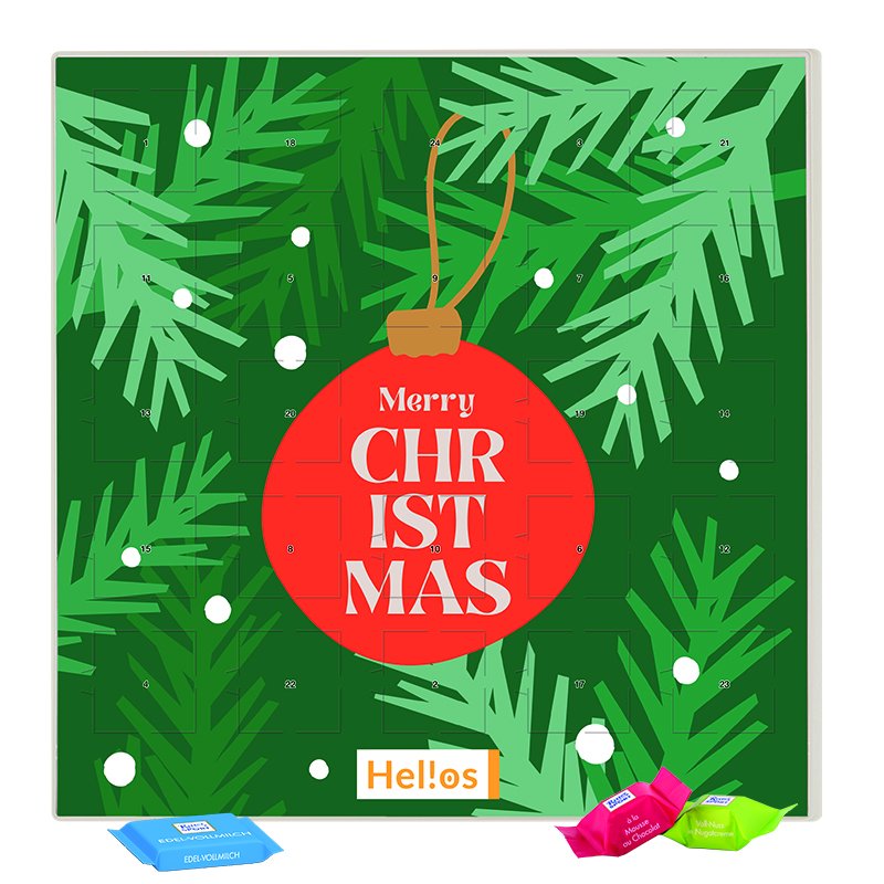 Vierkante adventskalender met Ritter SPORT en bedrukt voorblad