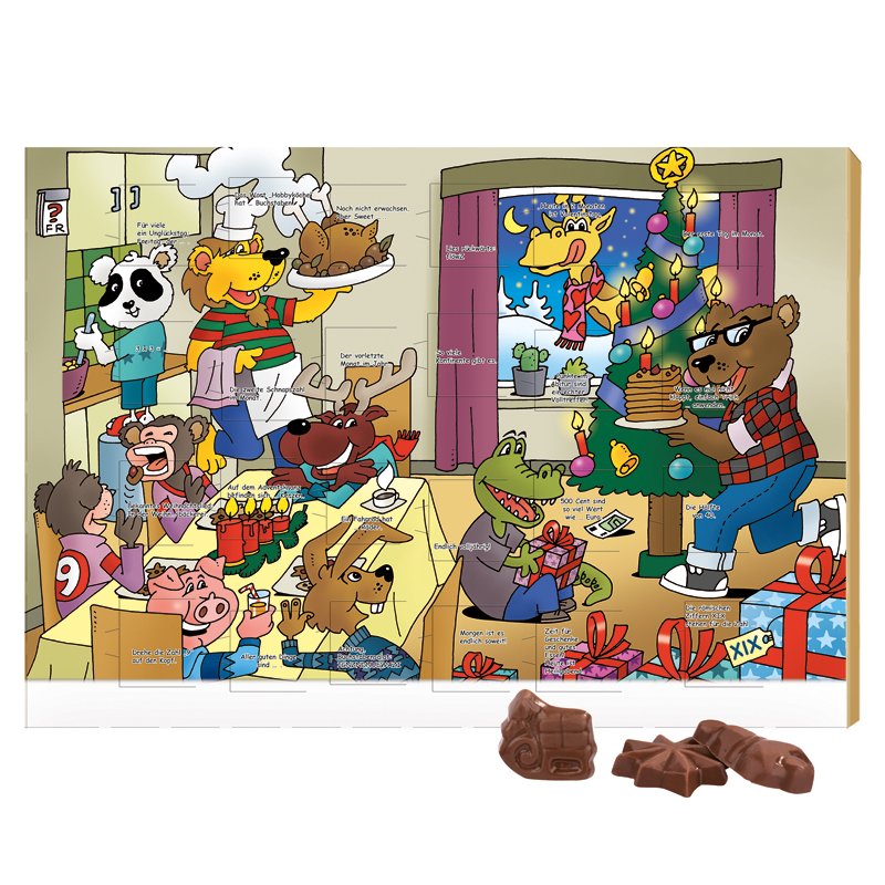 Wandkalender van graspapier, liggend, met standaardmotief en ruimte voor logo en kerstgroet