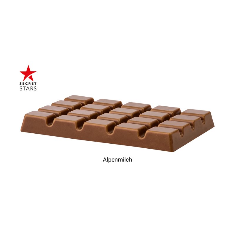 Inhoud: Alpenmelkchocolade in glassinepapier
