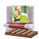 Design chocolaatje in glassinepapier met witte papieren wikkel in eigen ontwerp