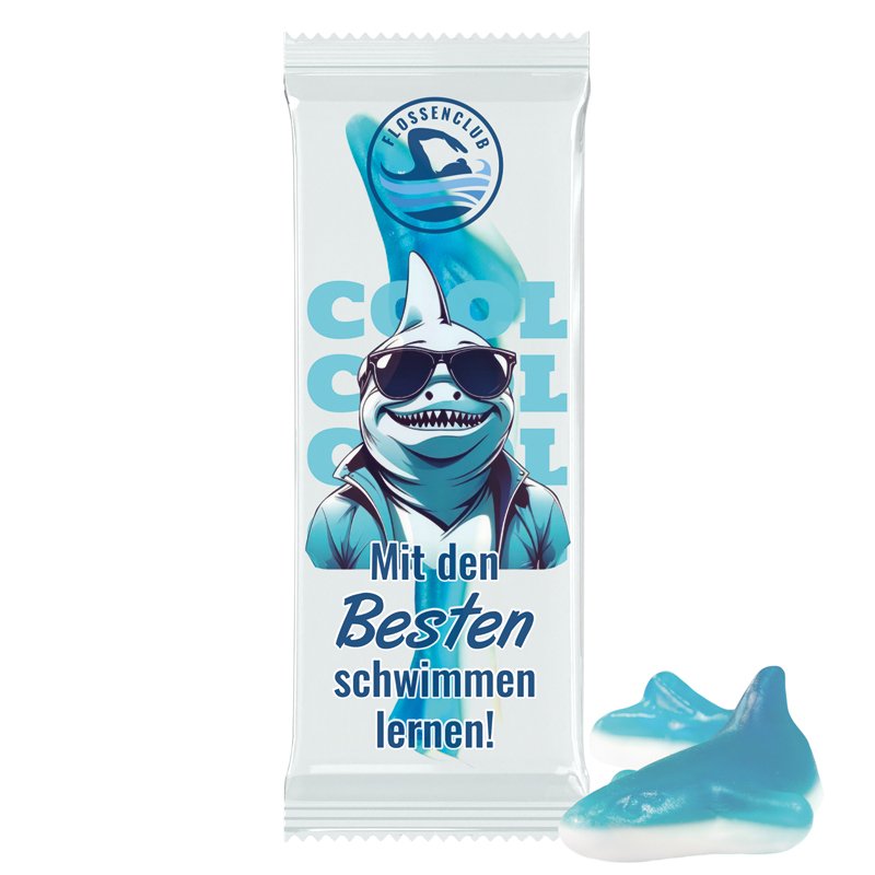 Trolli fruitgom in haaienvorm in flowpack met eigen ontwerp