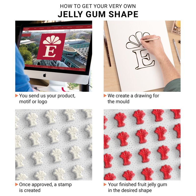 Trolli fruitgom in eigen vorm, zakje 15 gram met logo: Zakje wit, folie