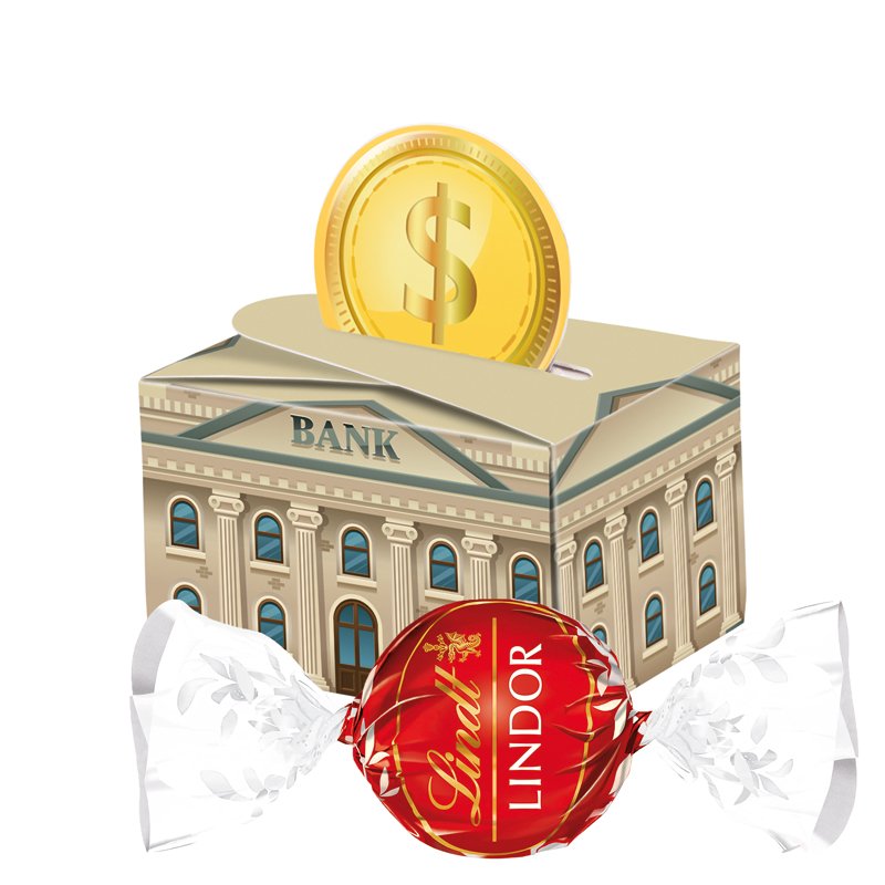Mini doosje rond met LINDOR melkchocoladebol en eigen ontwerp