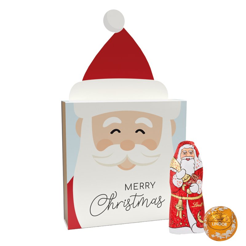 Lindt pralinedoosje met kerstmutswikkel en LINDOR-kerstmix