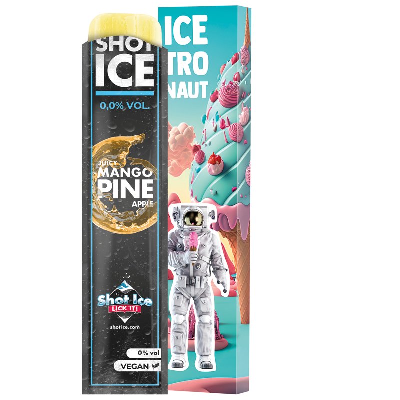 Lange doos met Shot Ice waterijs, juicy mango ananas, alcoholvrij