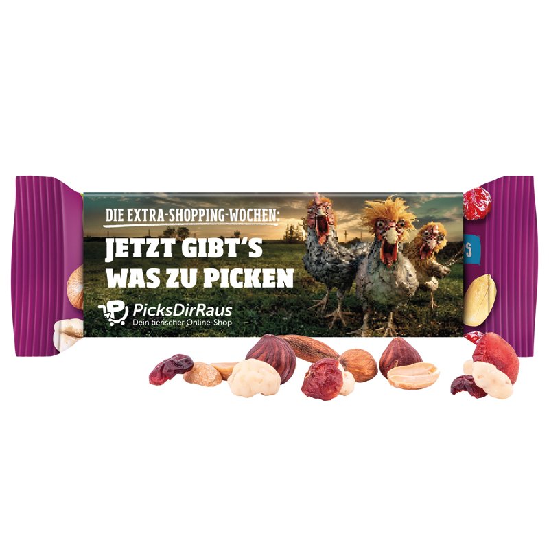 Zakje Lorenz in kartonnen banderol, lorenz Nut & Fruit mix