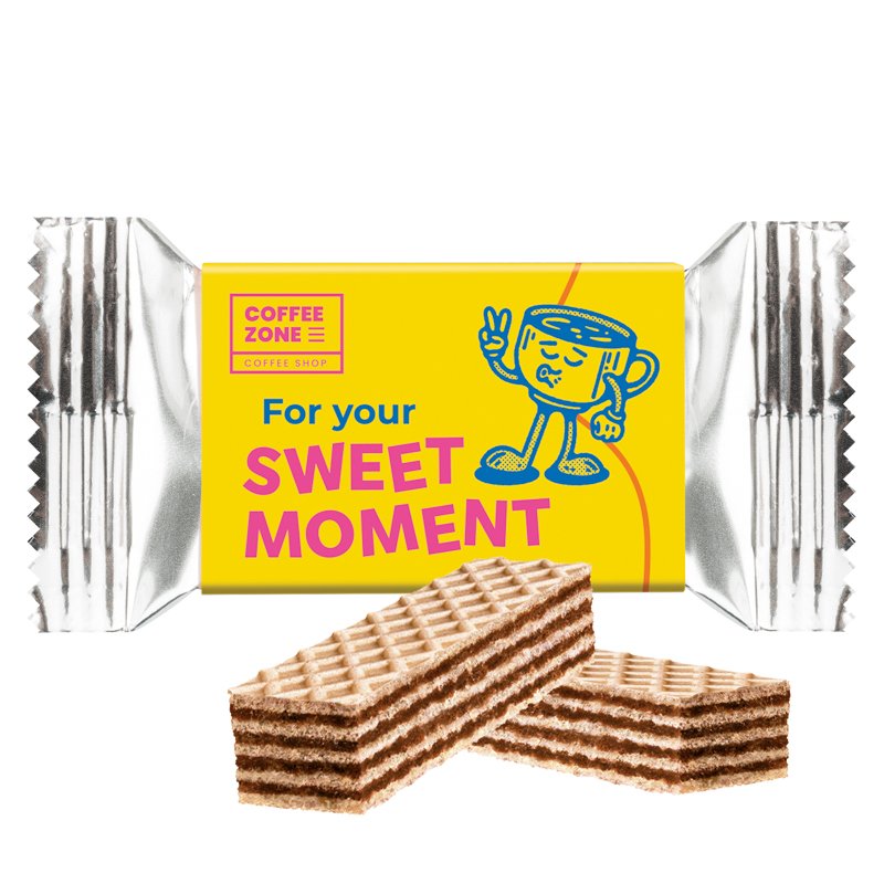 Manner dubbelpak wafels in bedrukte kartonnen banderol