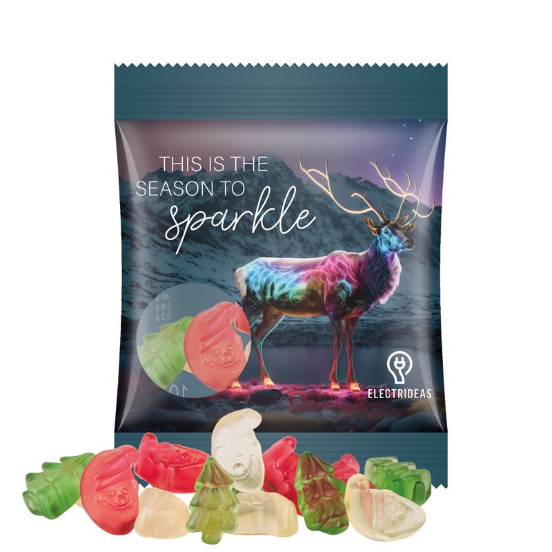 Zakje van transparante folie met Trolli fruitgom en een eigen ontwerp