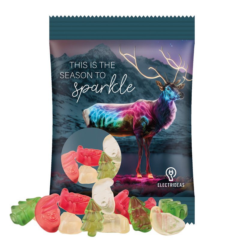 Zakje van transparante folie met Trolli fruitgom en een eigen ontwerp