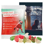 Reclamezakje van 15 gram met Trolli kerstfruitgom en een eigen ontwerp