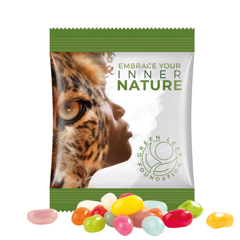 Mini-zakje met jelly beans, wit folie
