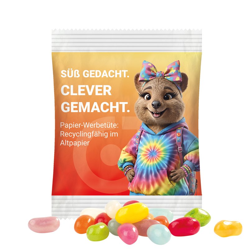 Mini-zakje met jelly beans, bedrukt in eigen ontwerp
