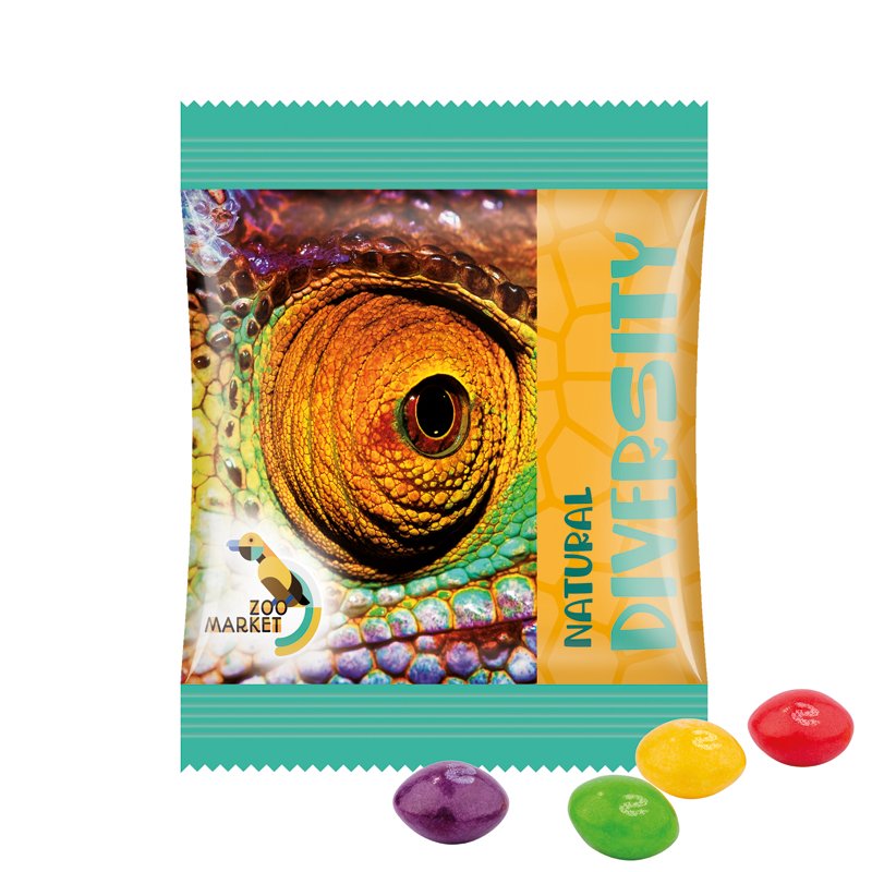 Mini-zakje met Skittles, wit folie