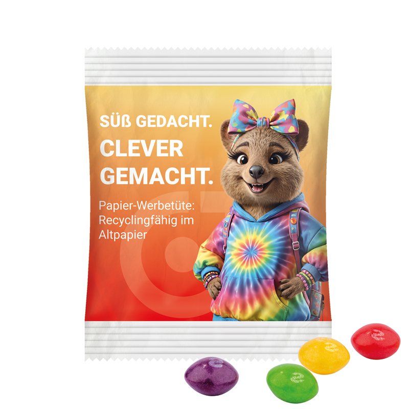 Mini-zakje met Skittles, bedrukt in eigen ontwerp