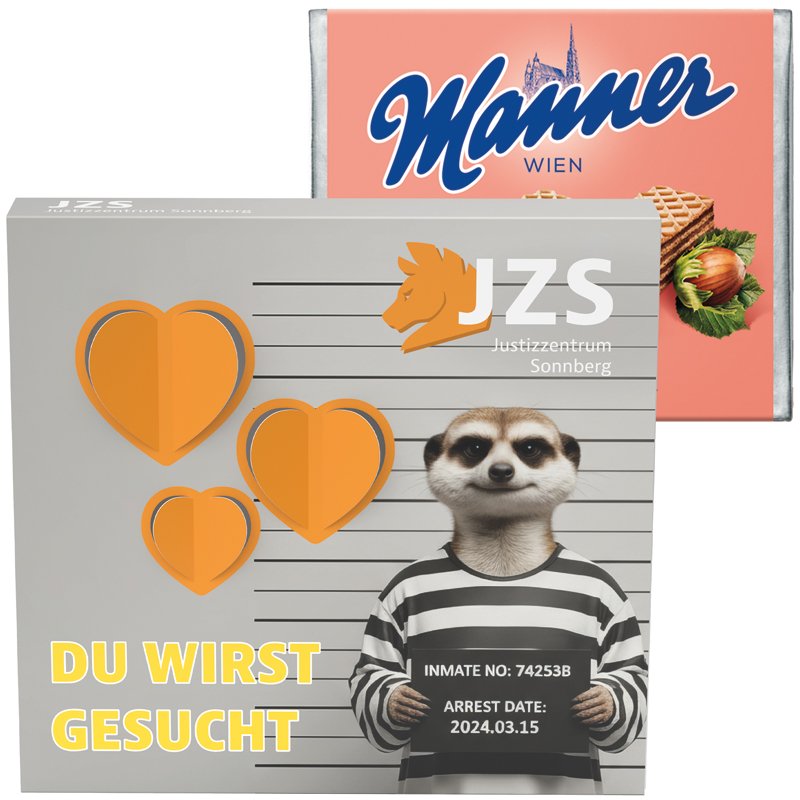 Hoesje met 3D-hart en Manner-wafels, eigen ontwerp
