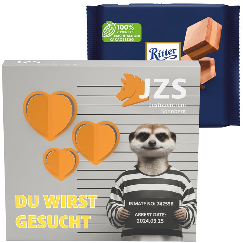 Hoesje met 3D-hart en Ritter SPORT nougat, eigen ontwerp