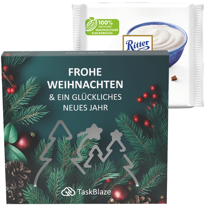 Hoesje met uitgestanst bos en Ritter SPORT yoghurt