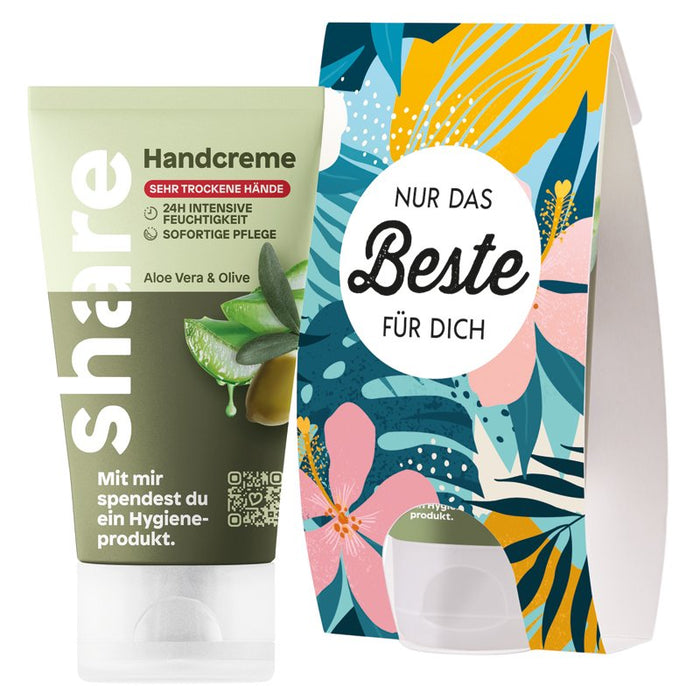 share handcrème in kartonnen verpakking met logo