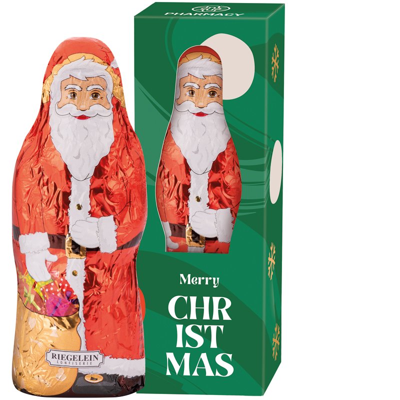 Riegelein chocolade Kerstman in een bedrukt wit doosje