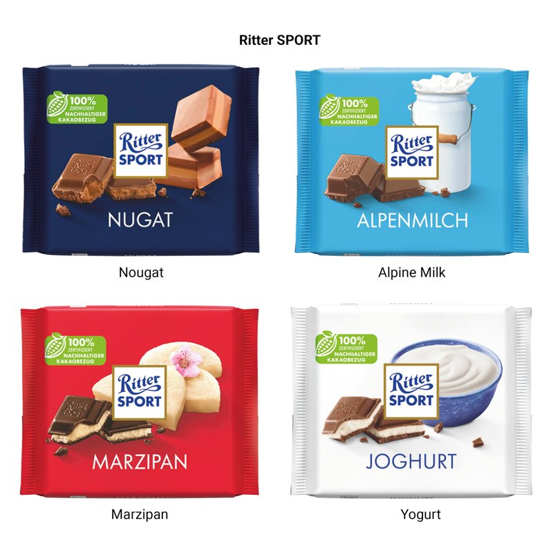 Ritter SPORT 100 g in kartonnen wikkel met eigen ontwerp: Nougat