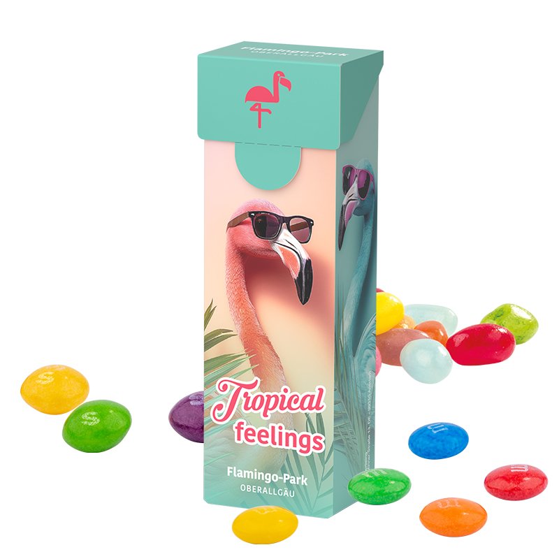 Smalle kartonnen slimbox met snoep en eigen ontwerp