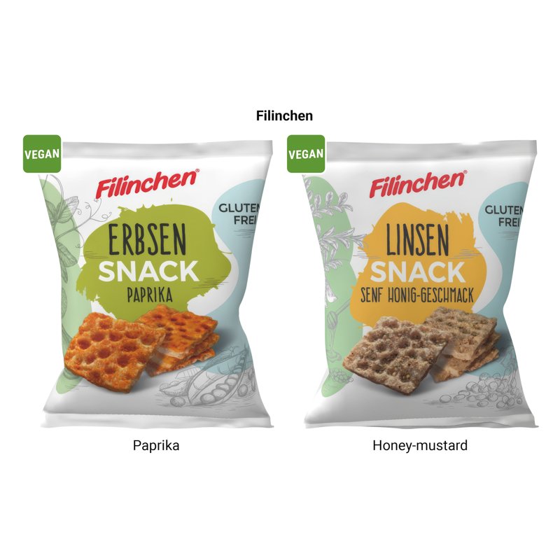 Snackbox met erwten- of linzensnack en eigen ontwerp: Erwtensnack paprika