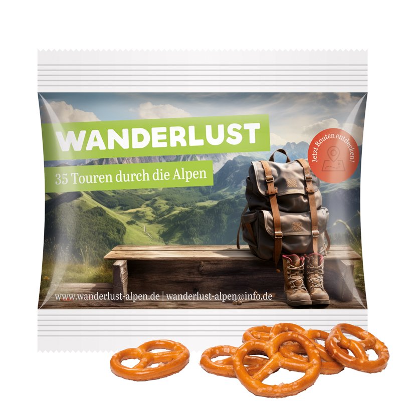 Snackzakje midi, minipretzels, wit folie