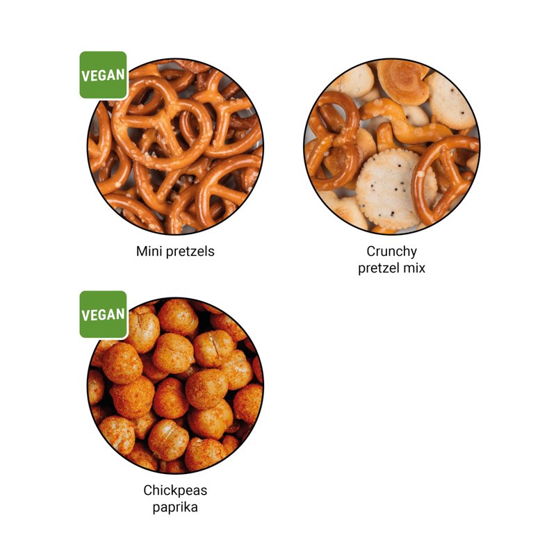 Inhoud: Pretzelmix, wit folie