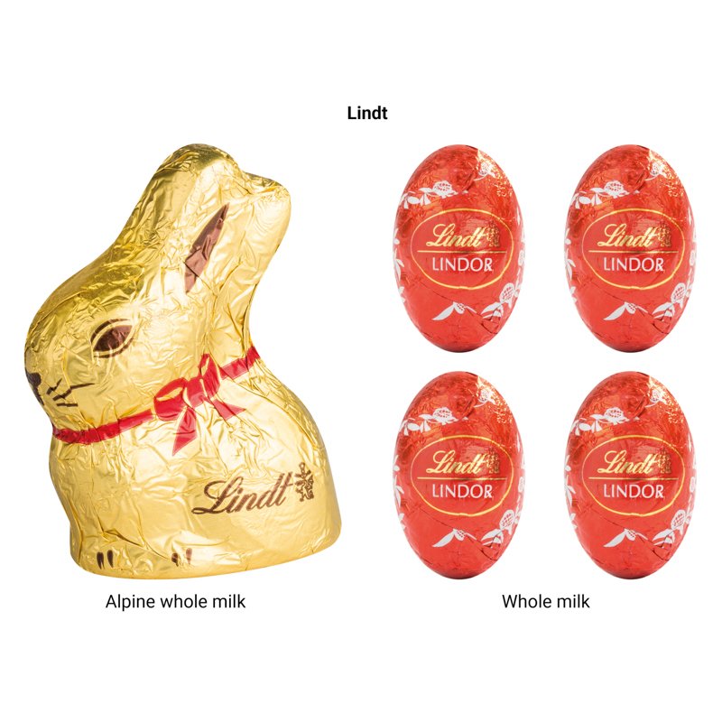 Inhoud: Lindt haasje en 4 LINDOR-eitjes