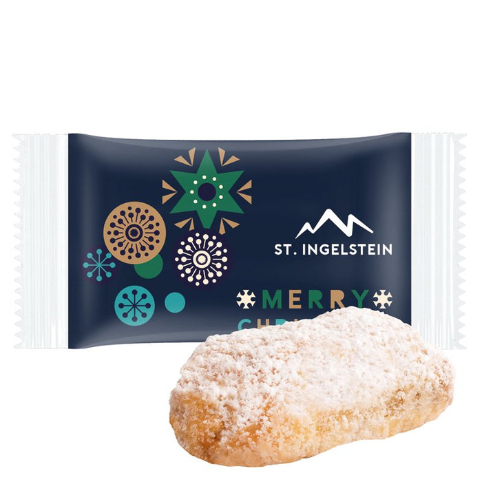 Stollenconfect met marsepein in eigen folie met logo
