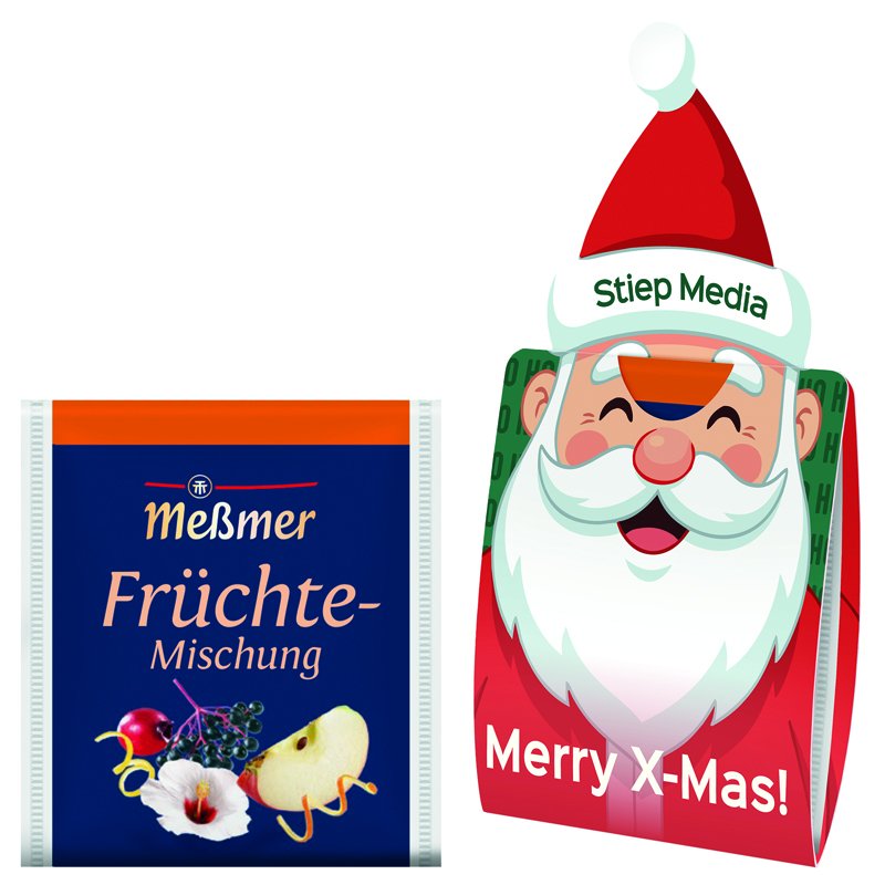 Kartonnen theebriefje met Meßmer-thee fruitmix in eigen ontwerp
